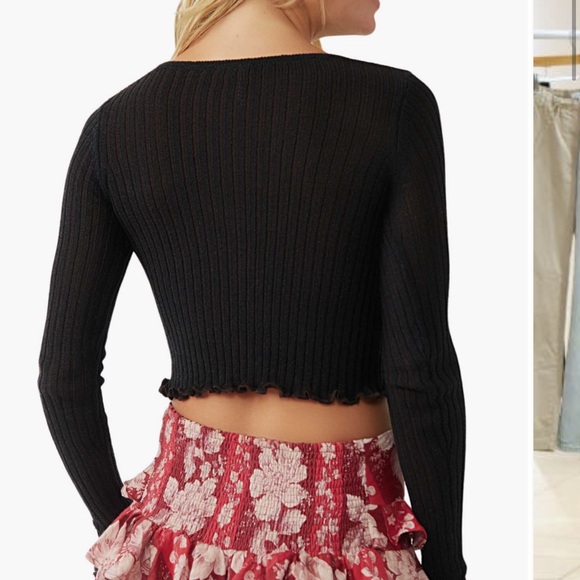 Free People Erica Ribbed Cutout Cropped Cardigan - Picture 2 of 3